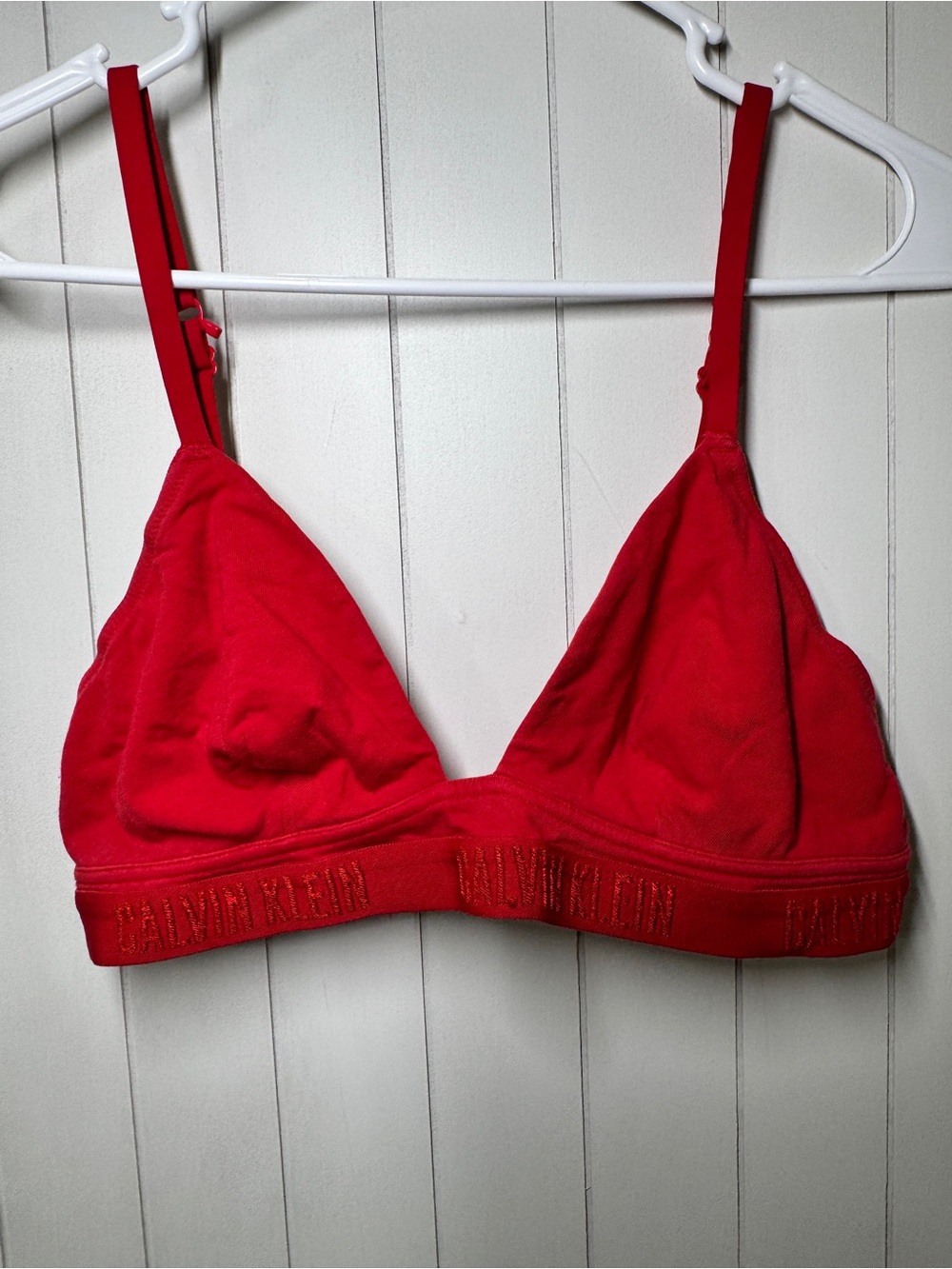Calvin Klein Red Triangle Cotton Bralette